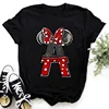 Summer Short Sleeve Disney Children Clothing Minnie Mouse Letters Print A-Z Print Kid Cotton T-shirt Y2k Tops Boy Girl Tshirt 2