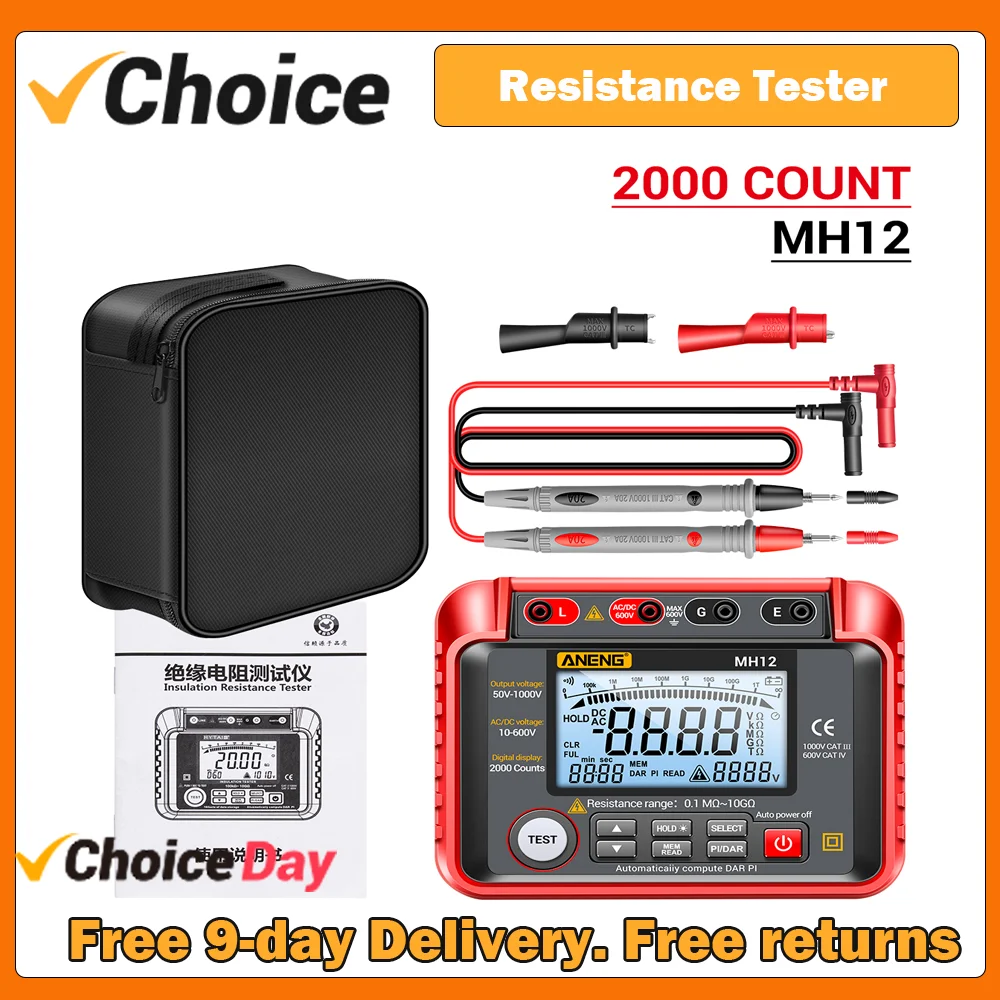 ANENG MH12 Resistance Tester Shaking Table High Precision Digital Insulation Resistance Meter Voltage Tester