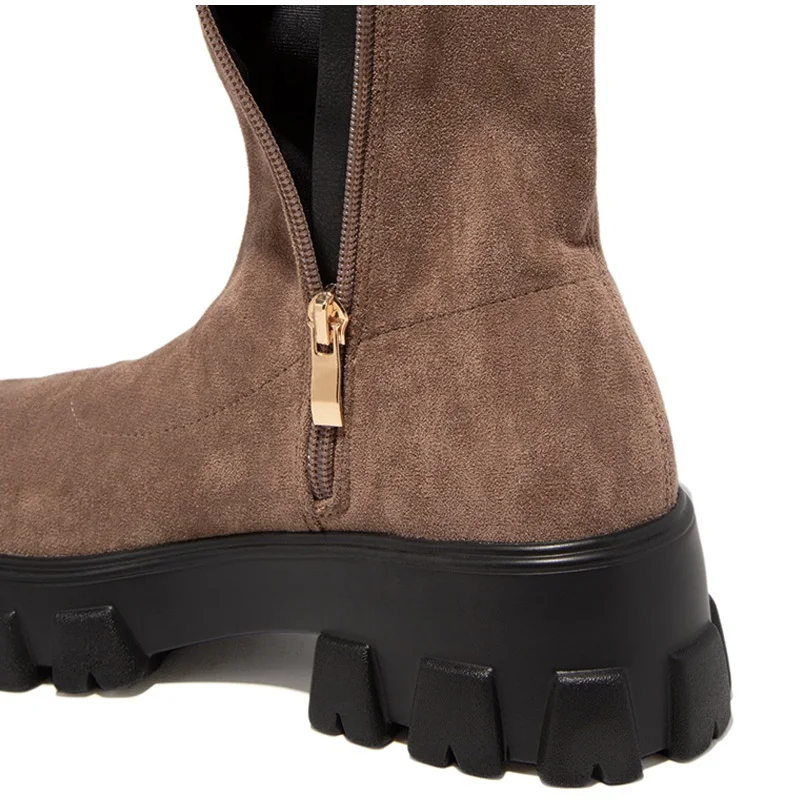 Vanessas women’s ankle boots with side zippers flock sewing platform ladies short boot