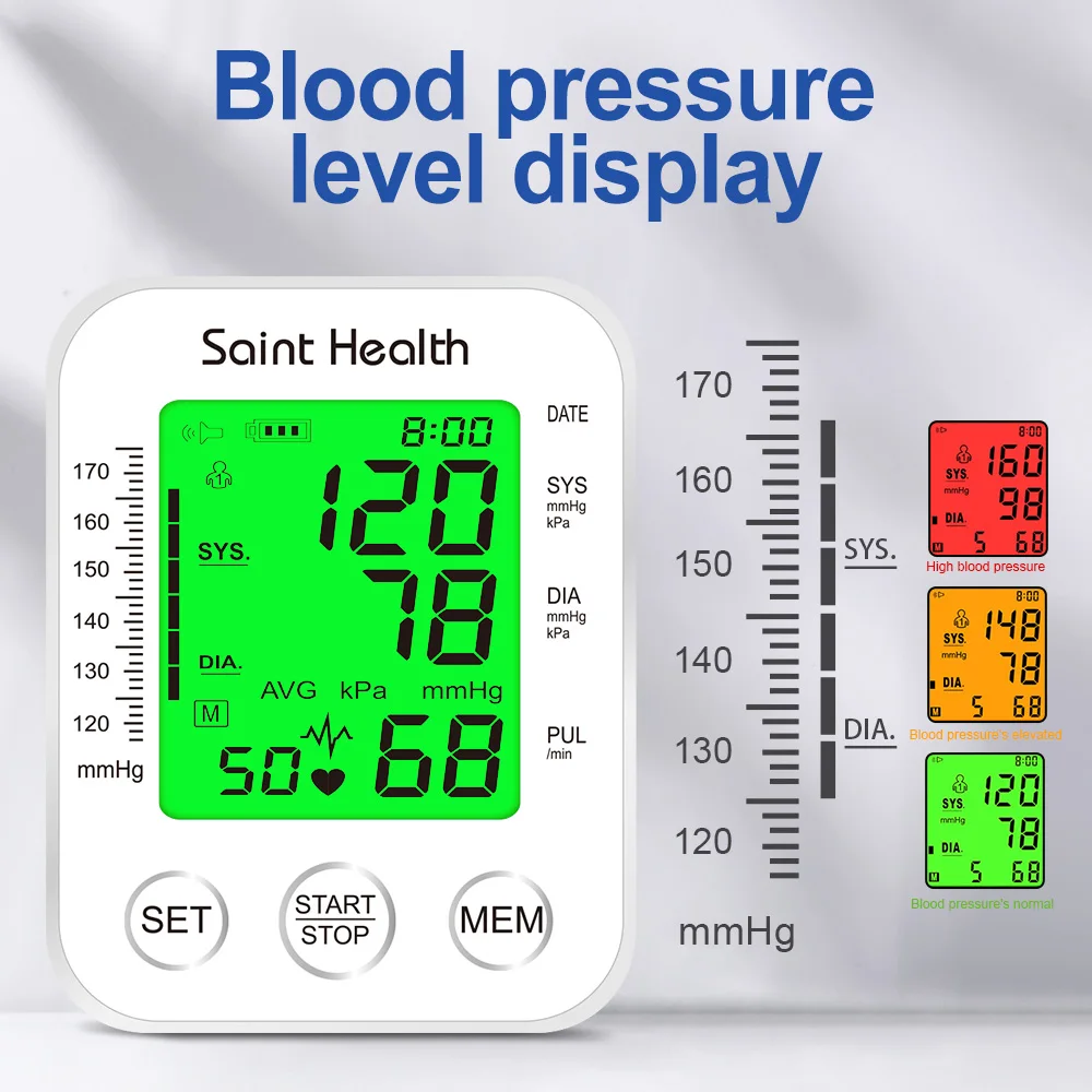 Blood Pressure Monitor Portable Russian Voice Arm Automatic BP Sphygmomanometer Tensiometer Heart Rate Pulse Meter