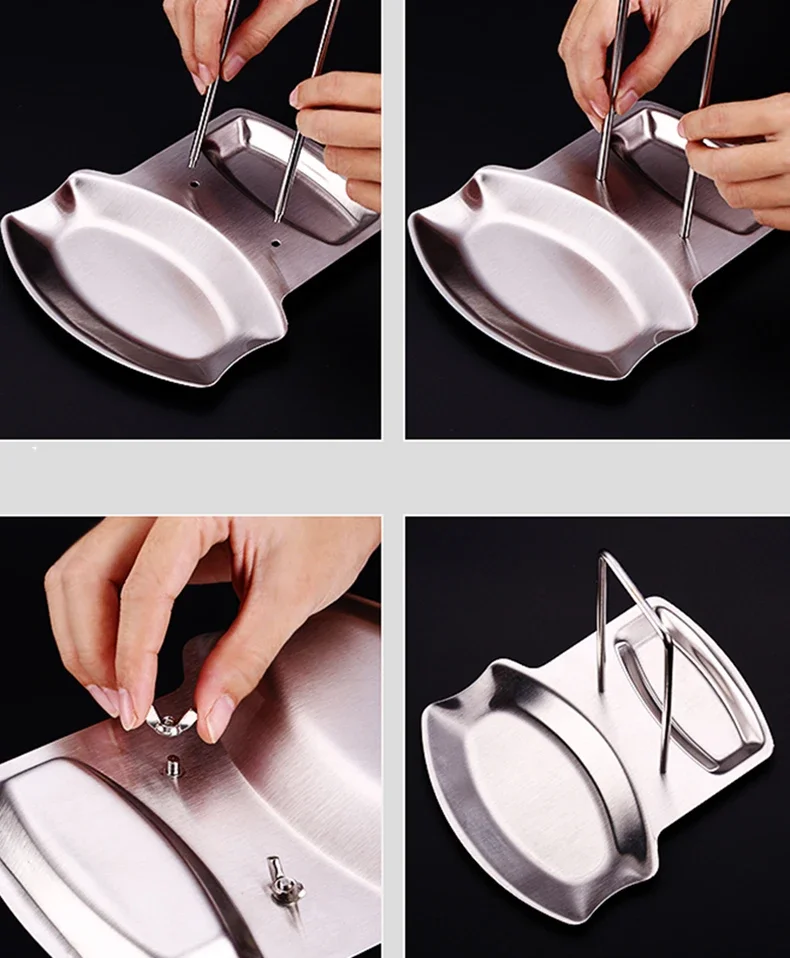 Stainless Steel Pot Lid Rack Detachable Pan Cover Shelf Kitchen Multifunctional Spatula Holder Spoon Stand Kitchen Accessories