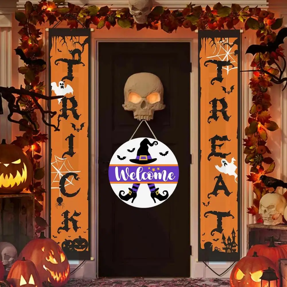 

Spooky Door Decoration Front Door Decoration Spooky Halloween Decor Ghosts Witches Welcome with Indoor/outdoor Door for Home