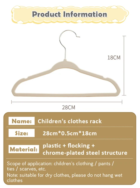 10/20pcs Velvet Hangers Non-Slip Rotin Baby Clothes Hangers Portable  Children Closet Organizer Drying Clothes Space Saving
