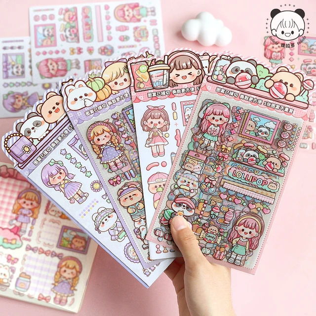 Pegatinas de papelería Kawaii con personajes de dibujos animados, pegatinas  decorativas para diario y móvil, álbum de recortes, manualidades, 5  piezas/1 lote - AliExpress