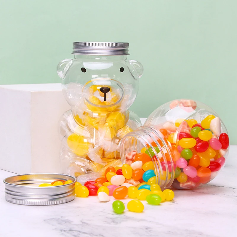1PC Disposable Drink Bottles Little Bear Plastic Water Bottle Cute Creative Students and Children Transparent Straw Water Cup