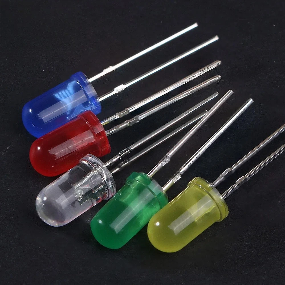 50/100pcs LED Diode Assorted Kit F5 5mm Ultra Bright LED Diodes White Red Blue Green Yellow for DIY Light Emitting Diodes