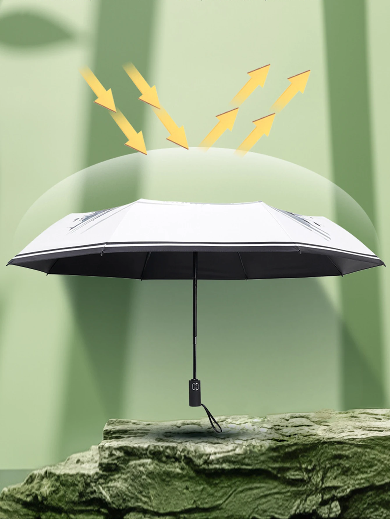 Automatic Umbrella National Wind Bear PANDA Sun Protection UV Protection Black Glue Folding Sun Umbrella