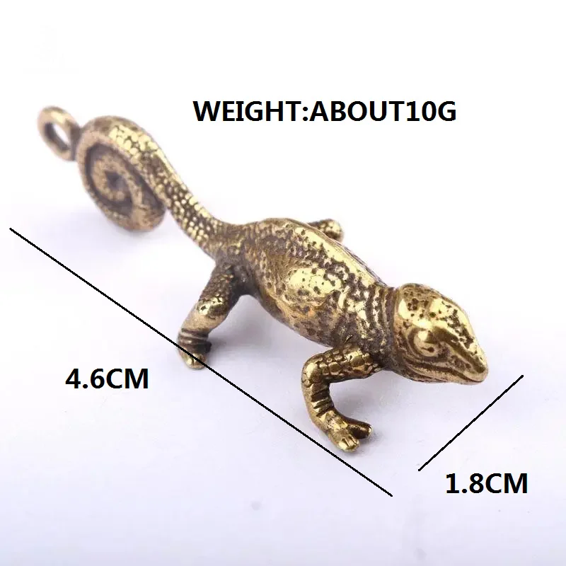 Antique Bronze Tropical Desert Animal Lizard Statue Retro Brass Chameleon Figures Ornaments Desk Decorations Keychains Pendants