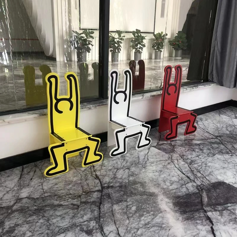 Nordic Creative Humanoid Stool, Backrest Chair, Graffiti Art, Heterotype Chair, Mobile Seat, Fashion Stools, Home Decoration