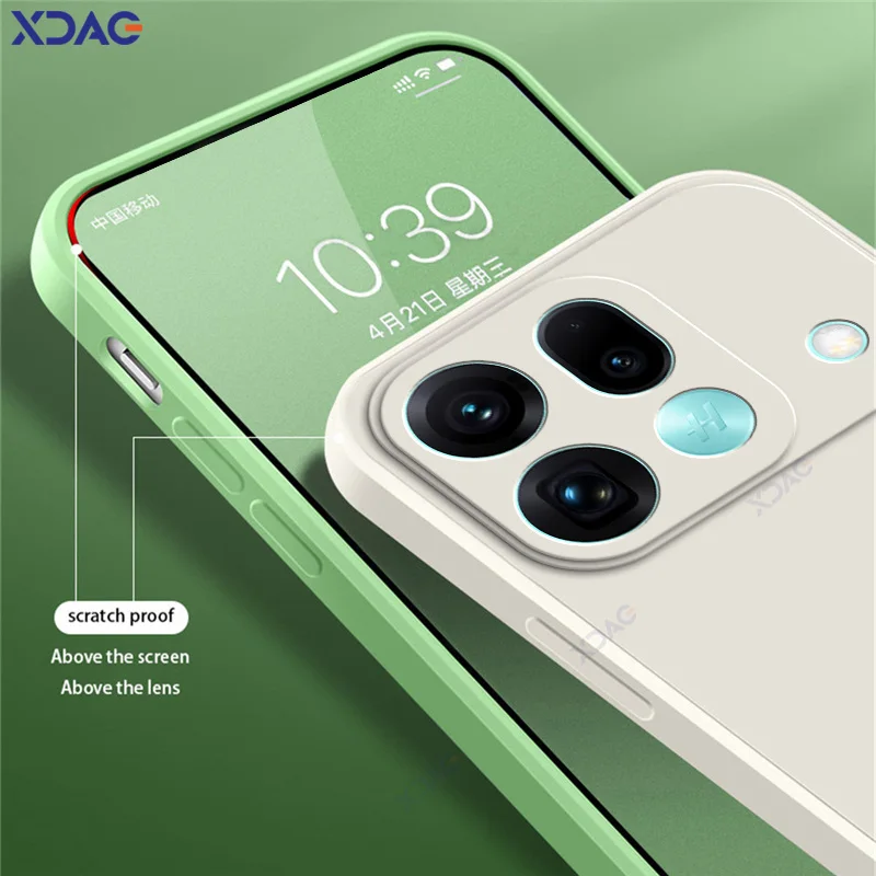 Luxury Dual Layer Soft Square Liquid Silicone Cellphone Case with Ultra Lens Protection