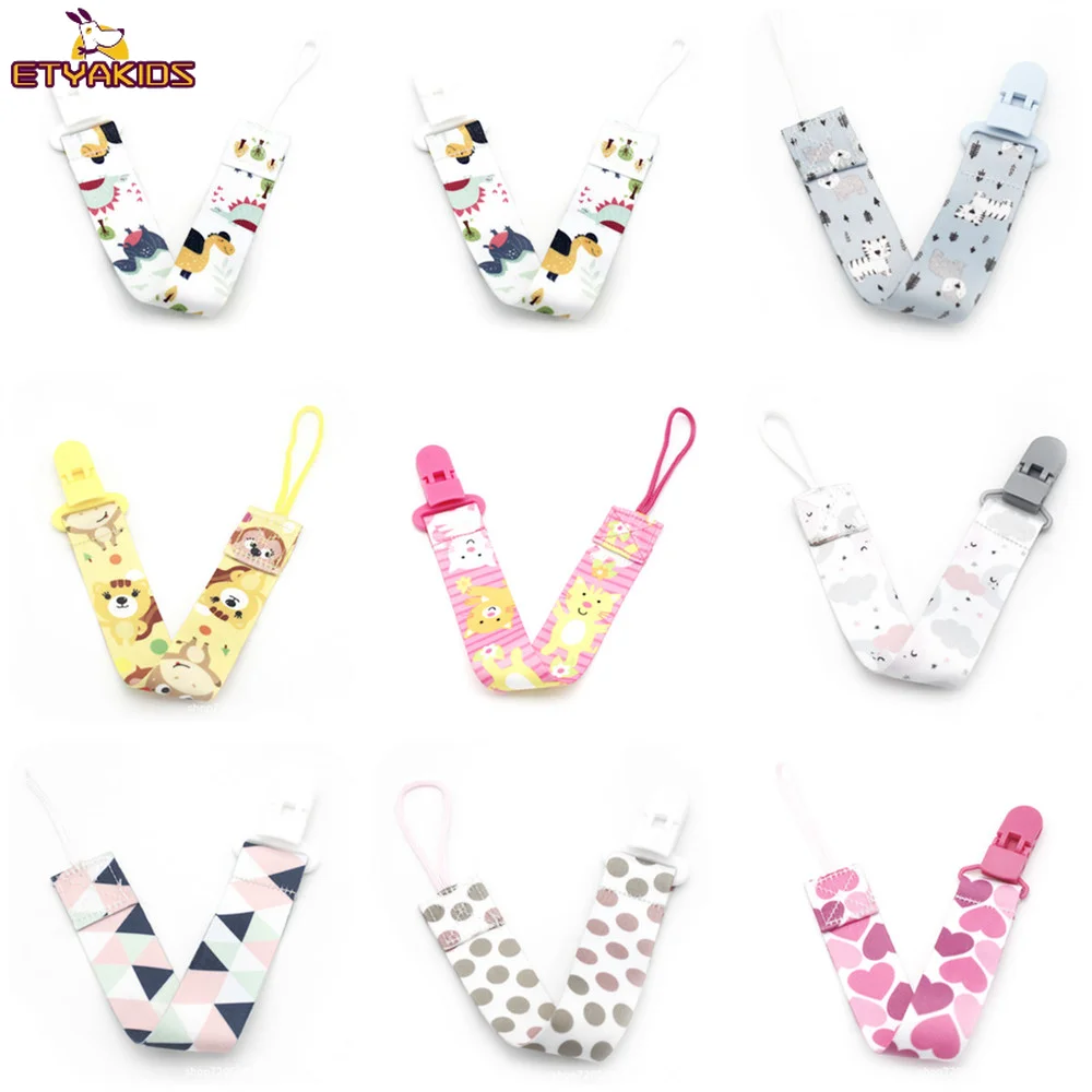 1Pcs Cartoon Animal Pattern Baby Pacifier Leashes Ribbon Infant Child Soother Nipple Chain Fixing Clip Holder Strap for Pacifier