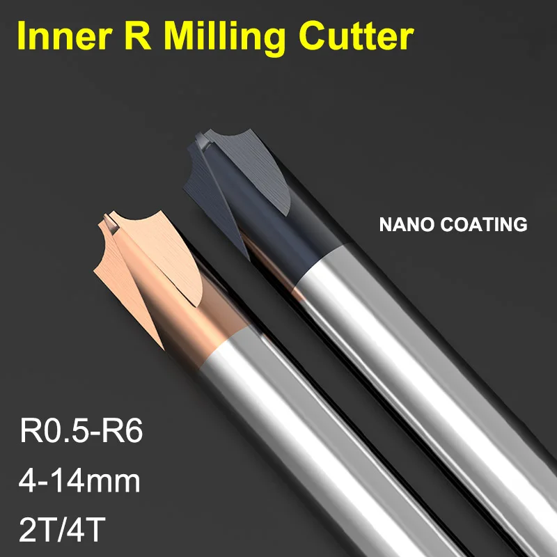 

Carbide Radius Corner Rounding Cutter End Mill 4-14mm CNC Tools R0.5 R1 R2 R3 R4 R5 R6 Inner R Mill Cutter Chamfering Router Bit