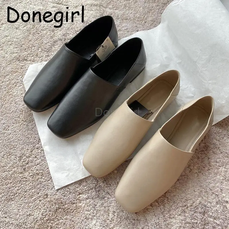 

Donegirl 2023Summer Fashion New Women Leather Solid Simple Casual Comfort Shoes Basic Versatile Slip-On Shoes Female Chic Ladies