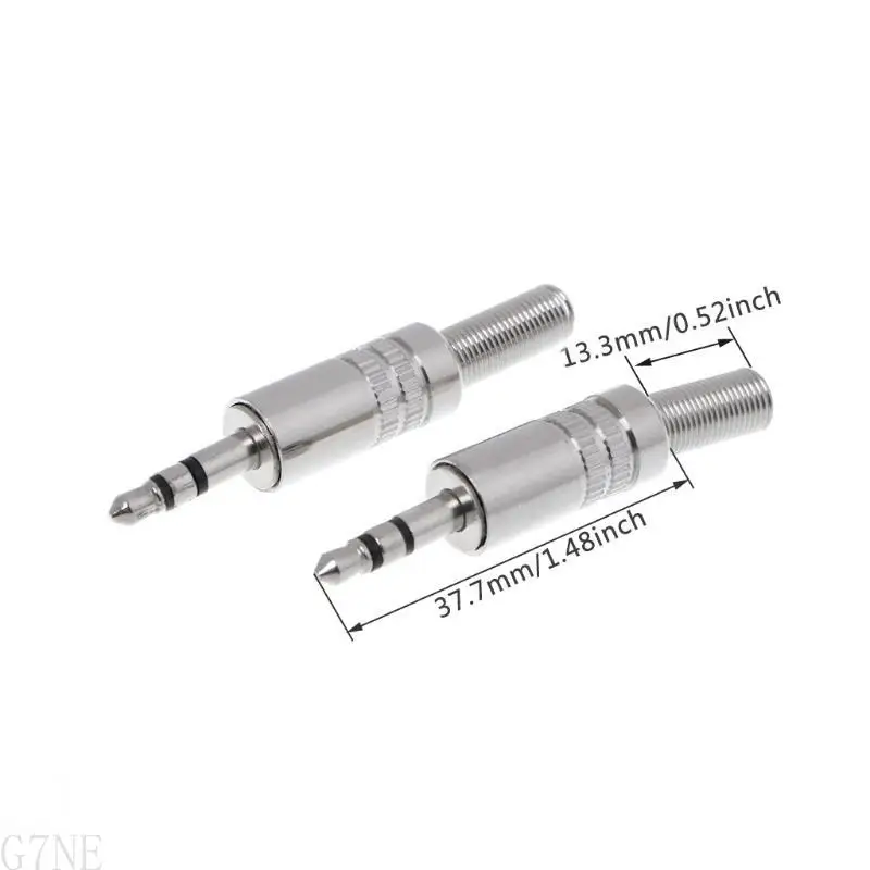 G7NE 5 PCS 금속 3.5mm 2 링 3P 스테레오 잭 플러그 케이블 솔더 어댑터 어댑터 터미널