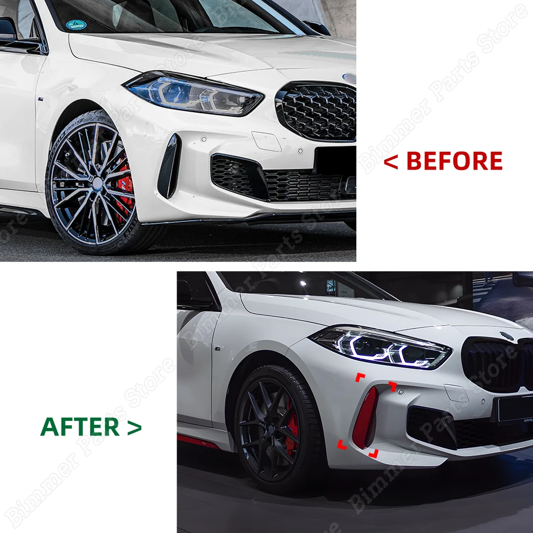 자동차 앞 범퍼 립 스플리터 에어 오토 바디 키트, BMW 1 시리즈 F40 M-PACK 및 M135i 2019-2024 ABS 플라스틱 스포일러 장식