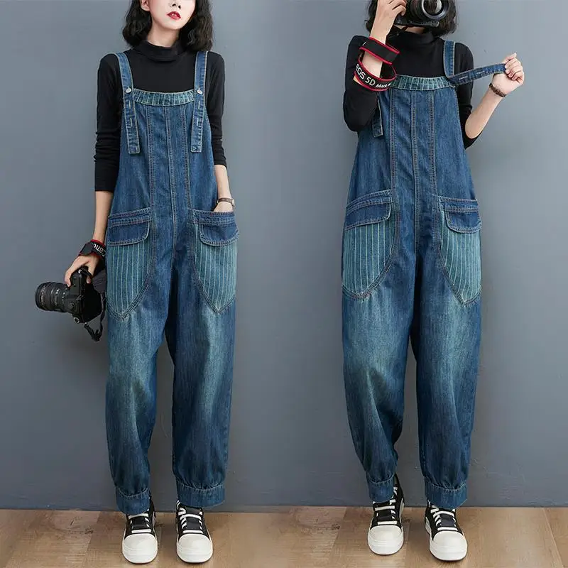 

Women's Jumpsuit 2024 Women Casual Hot Onesize Spaghetti Strap Loose Romper Overalls Pocket Summer Fashion Commuting YC86