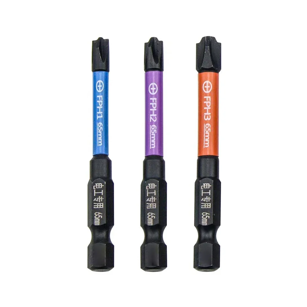 

6pcs 65mm Magnetic Special Slotted Cross Screwdriver Bit Set For Electrician FPH FPZ 1/4Inch Hex For Socket Switch Power Tools