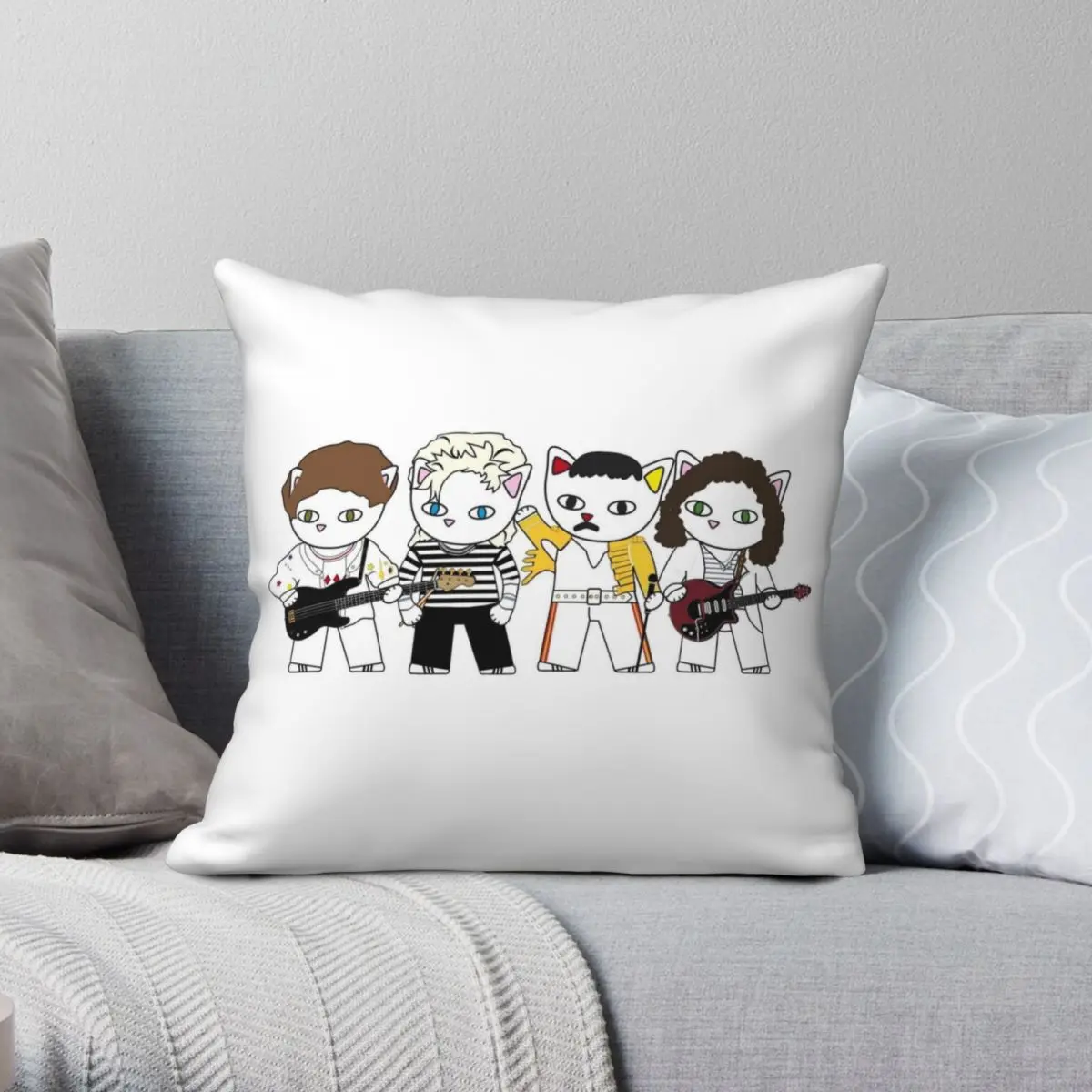 

Квадратная наволочка Meow рок Band, полиэстер, лен, бархат, креативная Декоративная Подушка на молнии, искусственная подушка для дивана