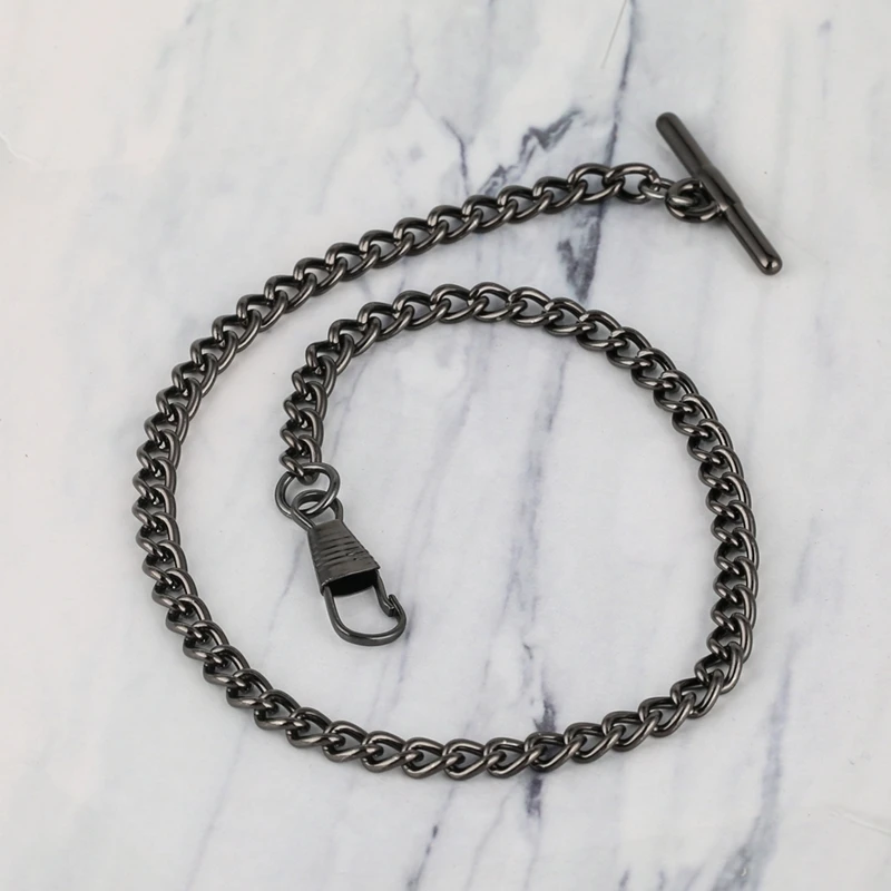 Pocket Watch Chain Black/Gold T Bar Link Chains Hook Clasp Holder Chain Men Women Locket Collares Pocket Watch Chain Replacement