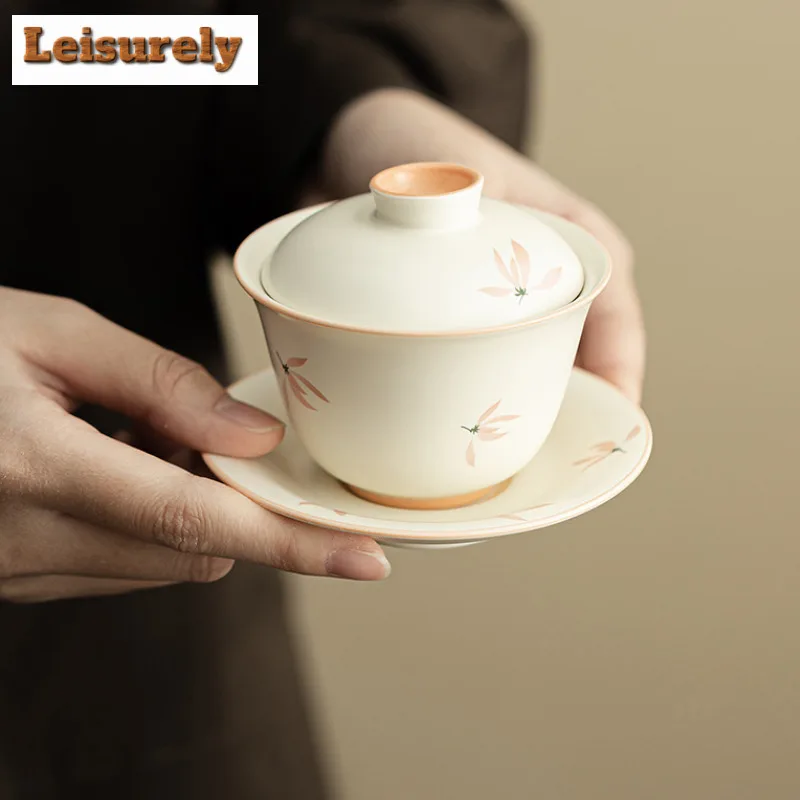 133ml Orchid Wind Chime Gaiwan Creative Sancai Single Non Hot Tea Tureen Tea Making Cover Bowl Drinkware Accessories Supplies