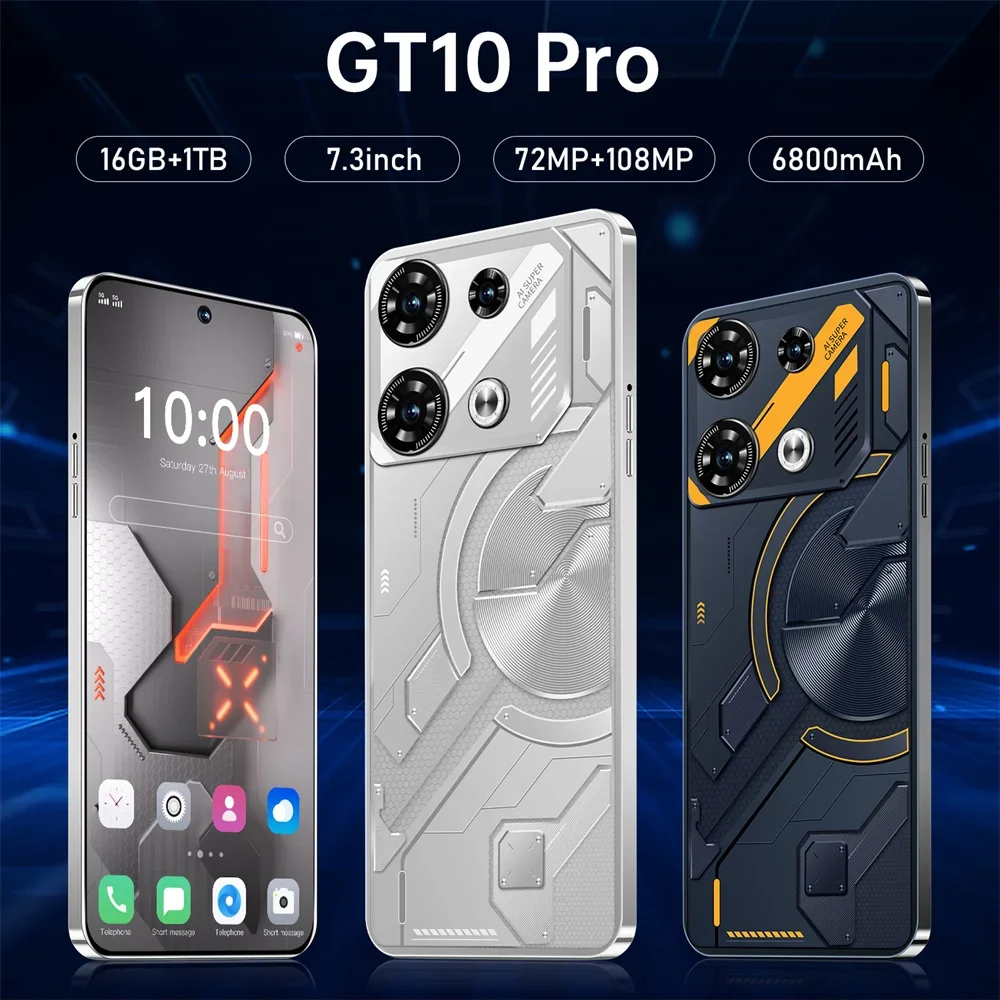 2024 GT10 프로 스마트폰, 오리지널 5G 7.0 인치 HD 16G + 1TB 휴대폰, 듀얼 SIM 휴대폰, 7000mAh 휴대폰, 안드로이드 잠금 해제