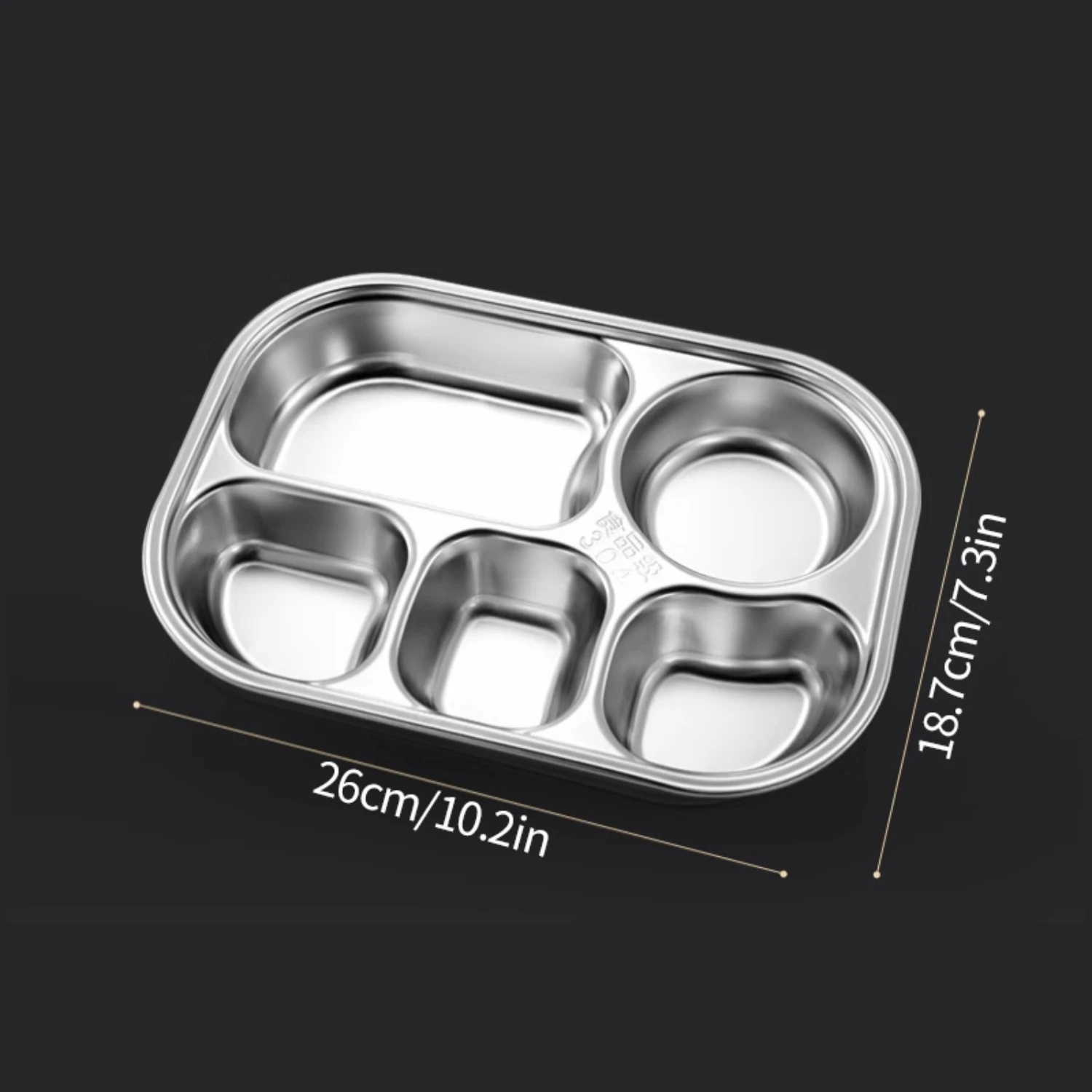 Stainless Steel Divided Plate-4/5 Sections For Healthy Meals, Dishwasher Safe, Ideal For Students & Adults