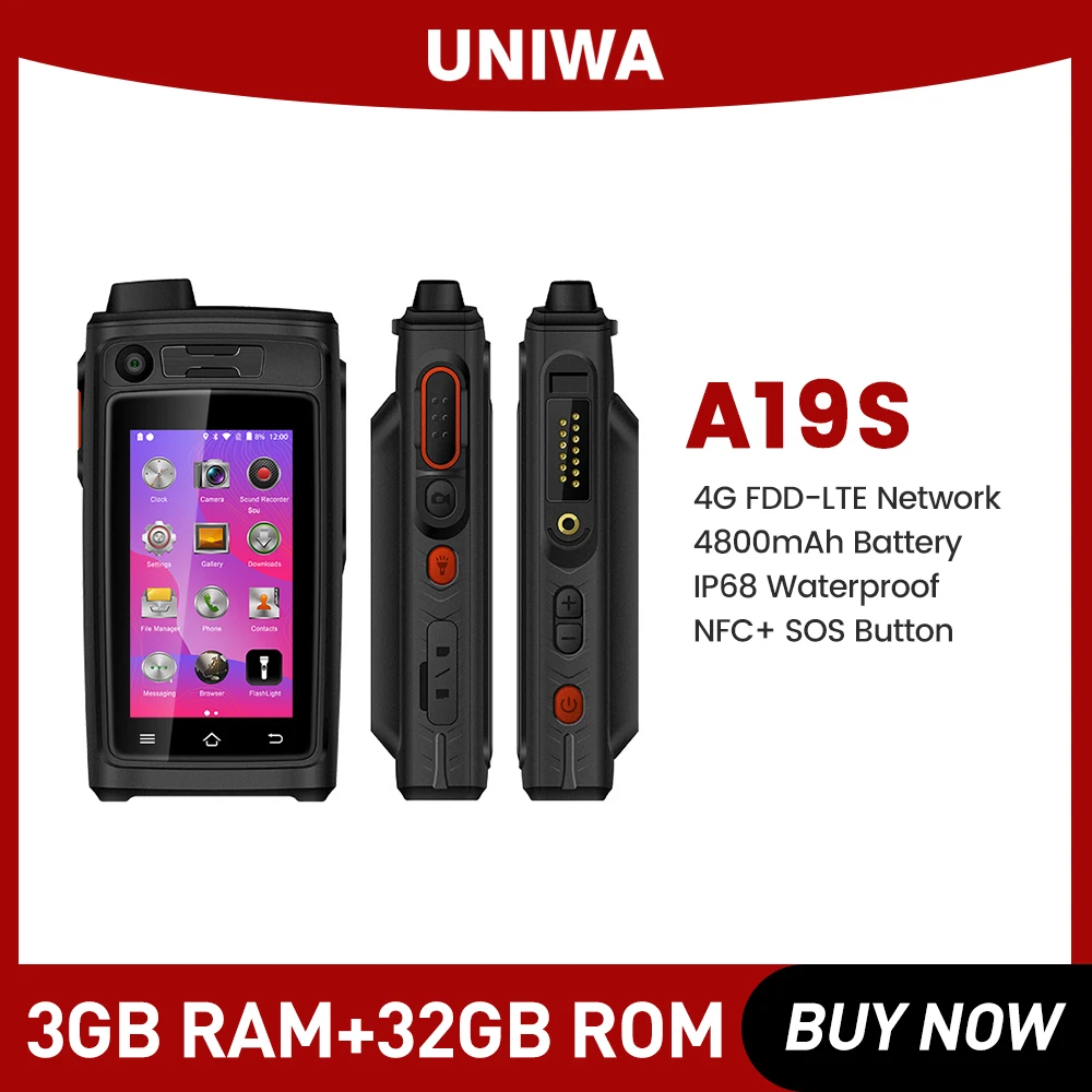 UNIWA A19S SmartphoneIP68 Waterproof  4G LTE Quad Core Phone Walkie Talkie POC Zello Android 6 Mobile Phone 4800mAh Shockproof цена и фото