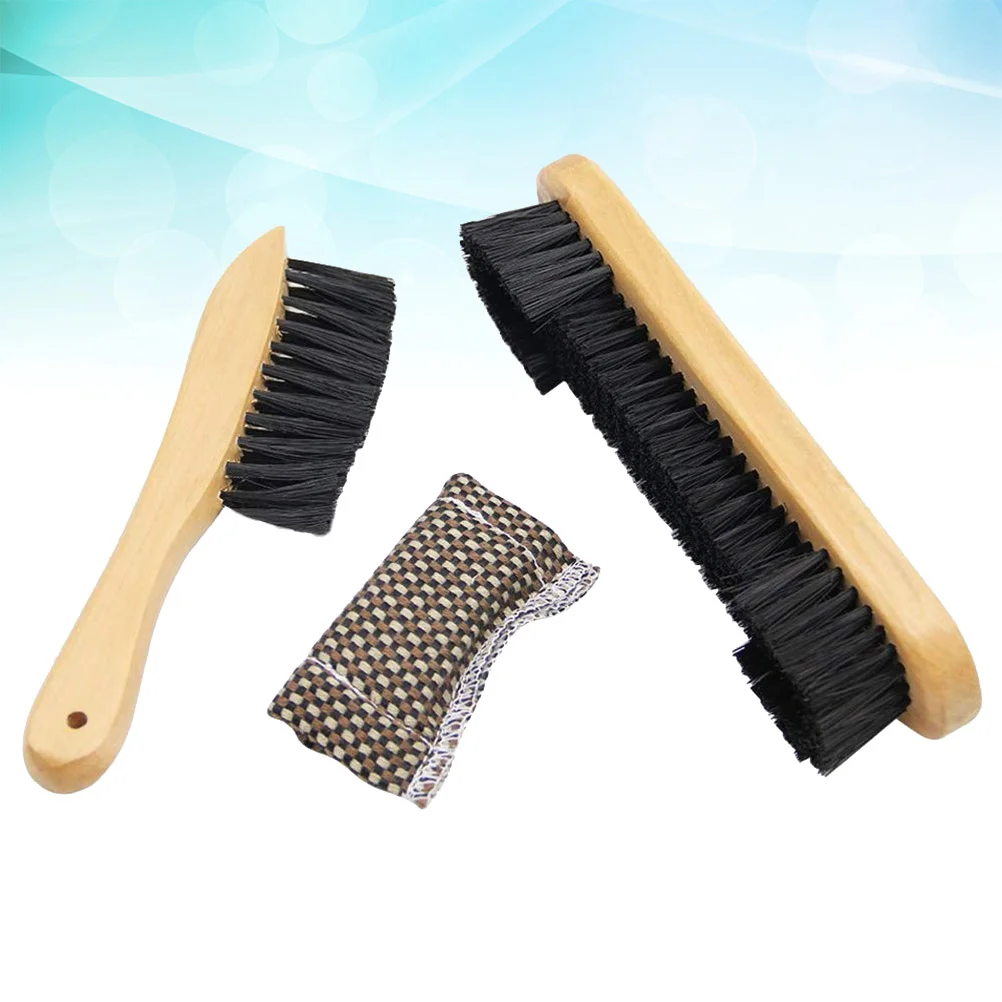 Billiard Brush Set 3 Pcs Pool Table Brush Snooker Table Cleaner Rail Kit Wipe Cloth Sheet Wooden Handle For Balls Gaming
