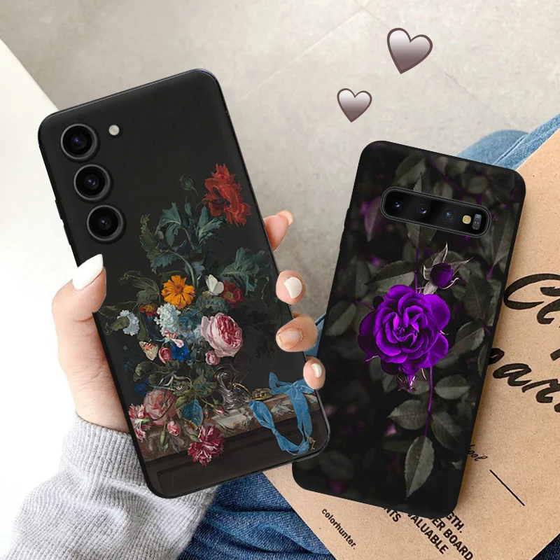 Custodia Morbida In Silicone Opaco Ultra Sottile Per Samsung S24 Ultra S23 Fe S22 Plus S21 S20 S10 Note20 Daisy Lavender Rose Color Cover