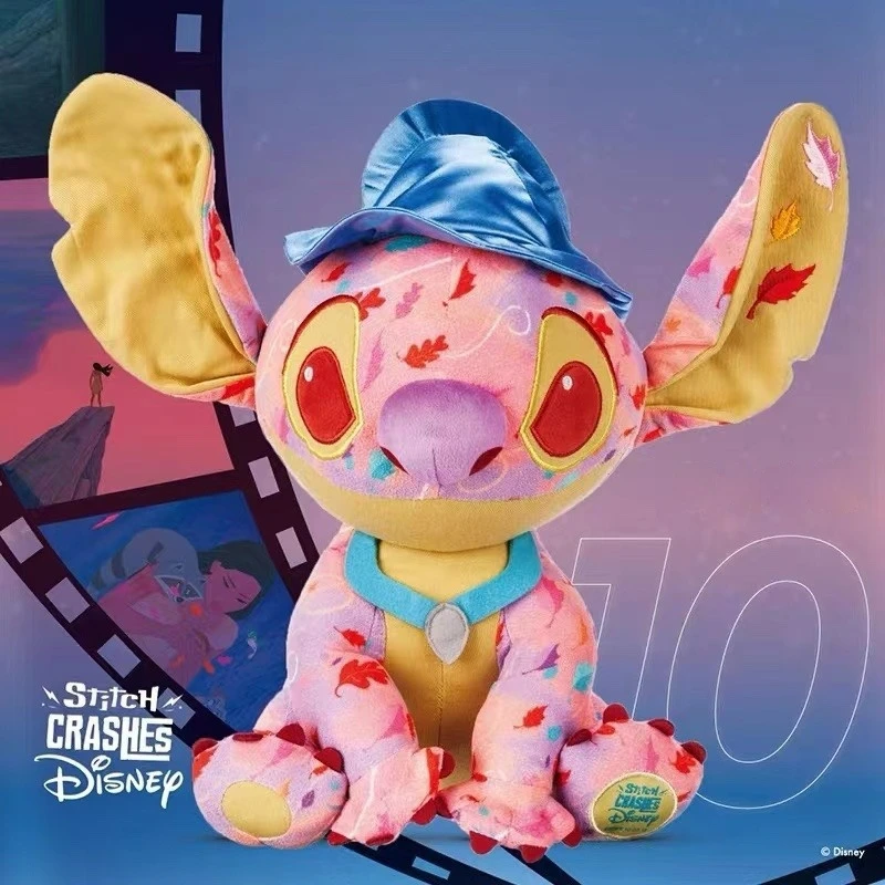 정품 디즈니 만화 릴로 & 스티치 2023 한정판 스티치 장미 인형 봉제 장난감, 카와이 컴포트 인형, 소녀용 생일 선물