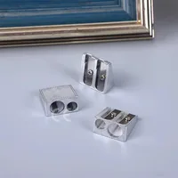 Pencil Sharpener 2-Hole Pencil Magnesium Alloy Wedge Shaped Metal Material Convenient Practical School Essential Learning 2