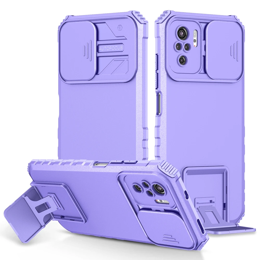 Slide Camera Armor Phone Case with Plastic Holder and Hard Cover Protection