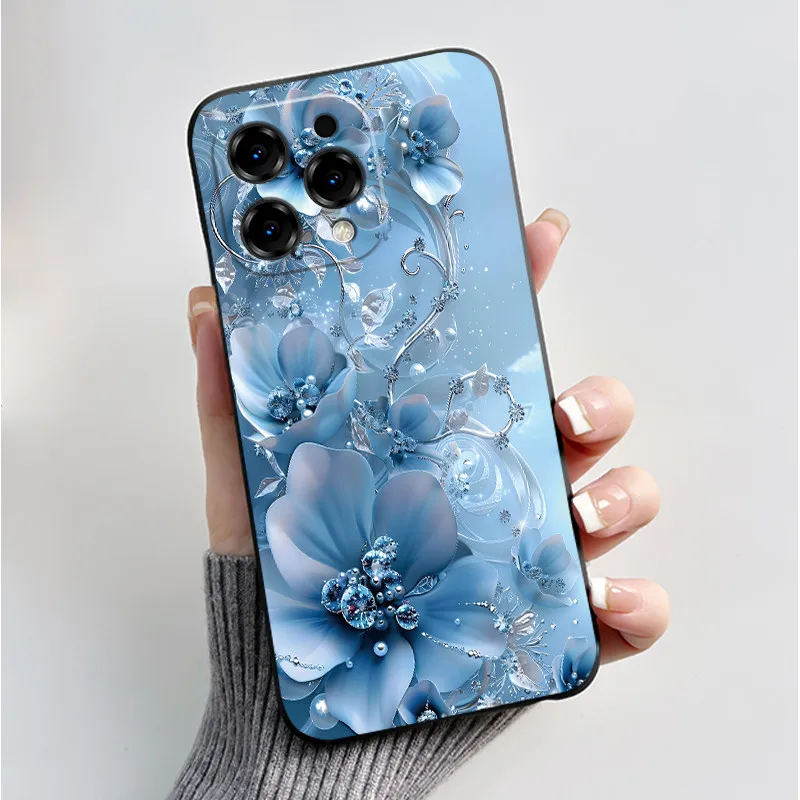 Cute Flower Cartoon Silicone Phone Case - Soft Black Shell Cover