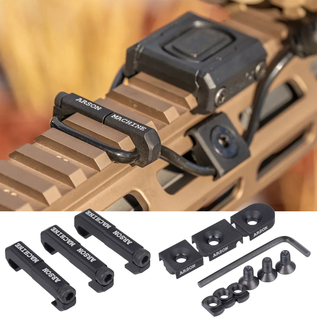 Tactical Arson Machine Cable Management WireGuide System - 3Pc Set for Flashlight Switch Cable Clip