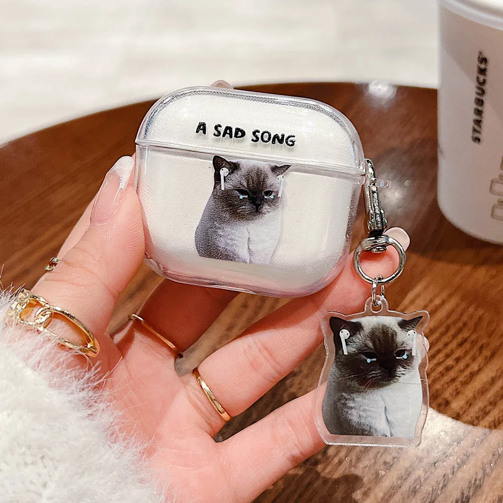 

Прозрачный защитный чехол для Apple AirPods 3, чехол с рисунком милого кота, щенка, для AirPods 1, 2, AirPods Pro, 2 чехла с брелоком
