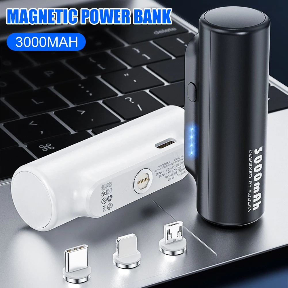 car jumper 3000mAh 3-in-1 Mini Magnetic Wireless Power Bank Fast Charging Portable Mobile Phone Emergency Charger For Most Phones jump starter pack