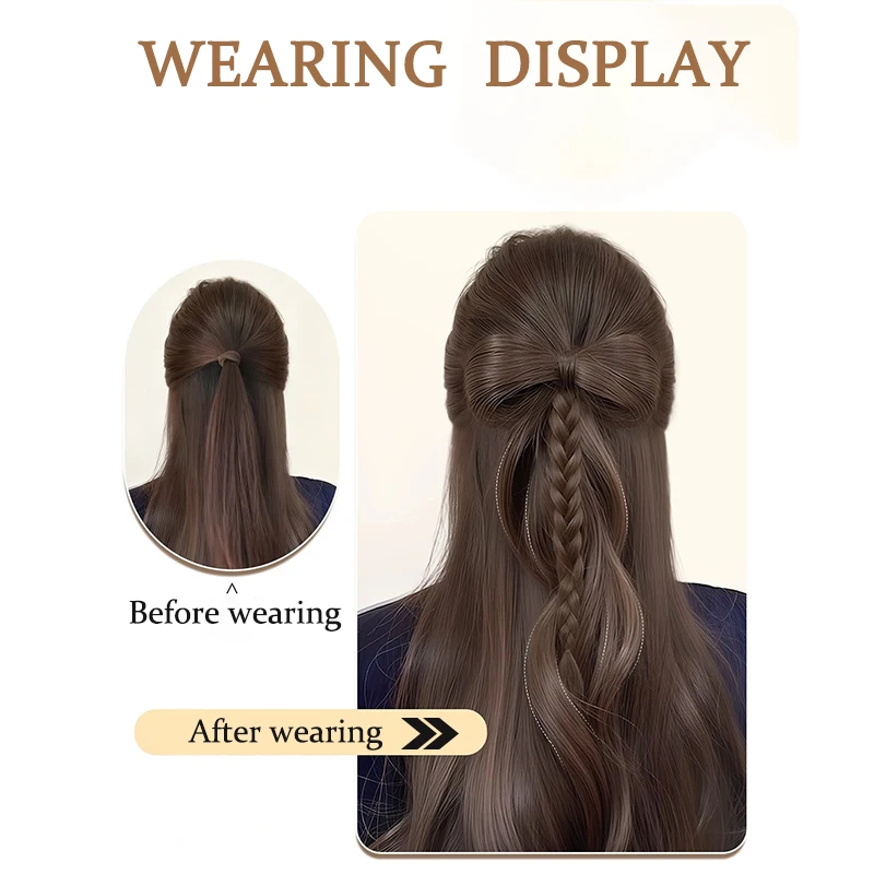 Wig bow semi tied hair Fried Dough Twists braid wig ponytail natural hair increase curl clip wig bag