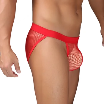 Slip sexy da uomo Intimo a rete Mini slip a taglio alto Mutande erotiche con custodia rigonfia Sissy Bikini trasparente