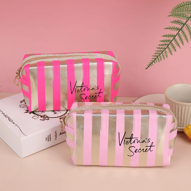 Victoria's Secret pink striped Makeup Bag