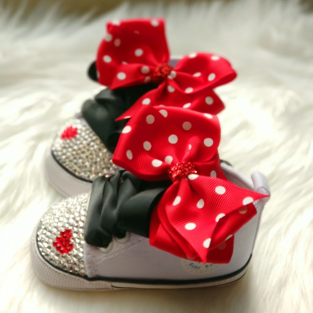 Dollbling Polka Dot Little Cutie Star Sneaker Sparkle Baby Canvas Shoes Stunning Pram 0-1Y Princess girl Sneaker walkers 2