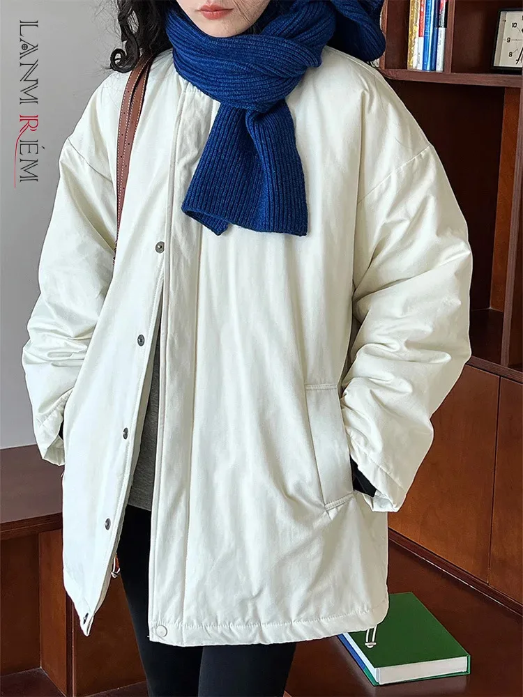 

LANMREM Cotton Coat Women's Winter New Loose Oversize Single Breasted Solid Color Female Casual Warm Clothing 2023 2DA2431