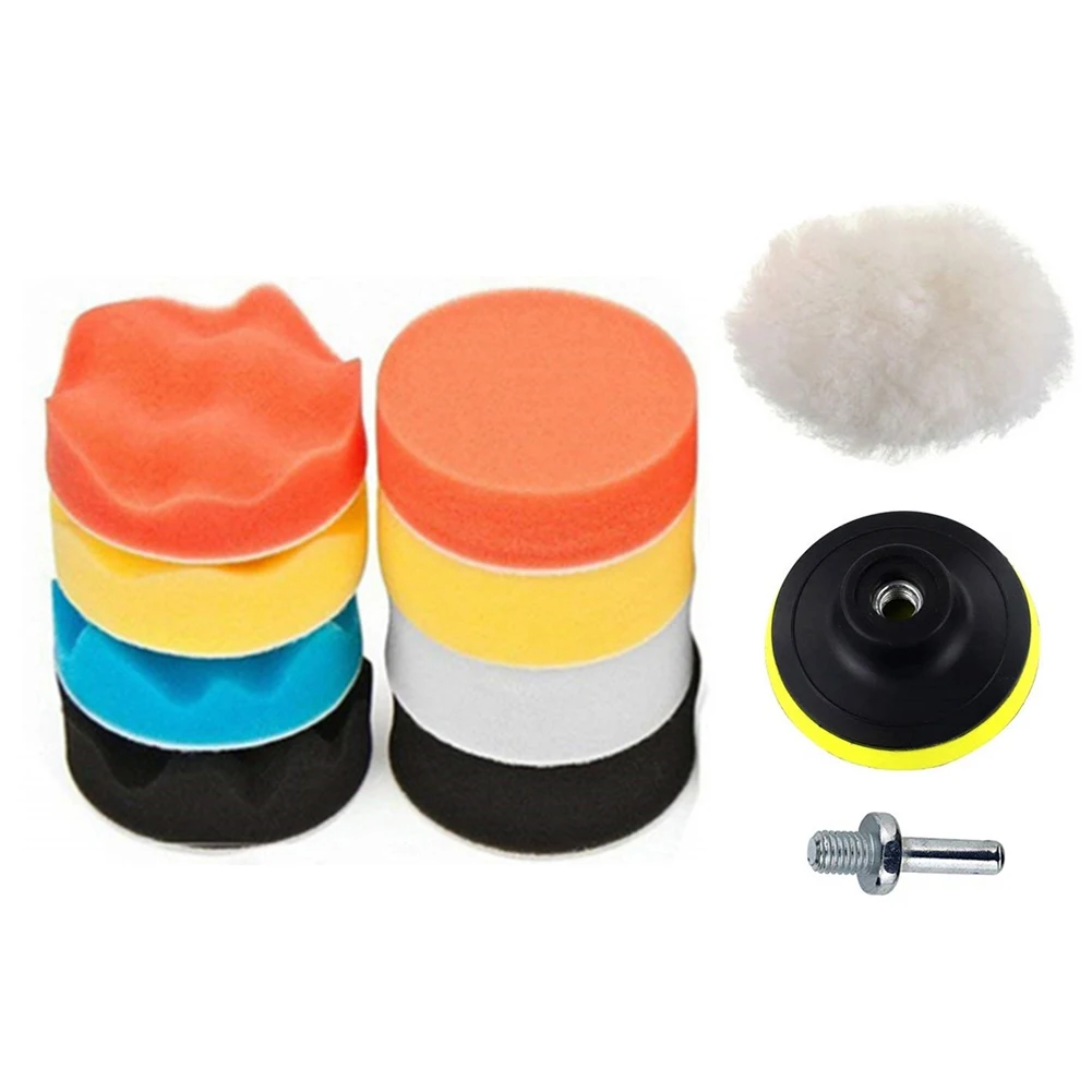Car Polishing Kit Self-Adhesive Buffing Waxing Sponge Wool Wheel Polish Pad for Car Polisher Drill Adapter Detail Cleaning car polishing pad car polish pad car polishing sponge wool polishing pad polishing sponge set polishing wheel disc polishing wheel kit car glass polishing kit drill adapter for polishing