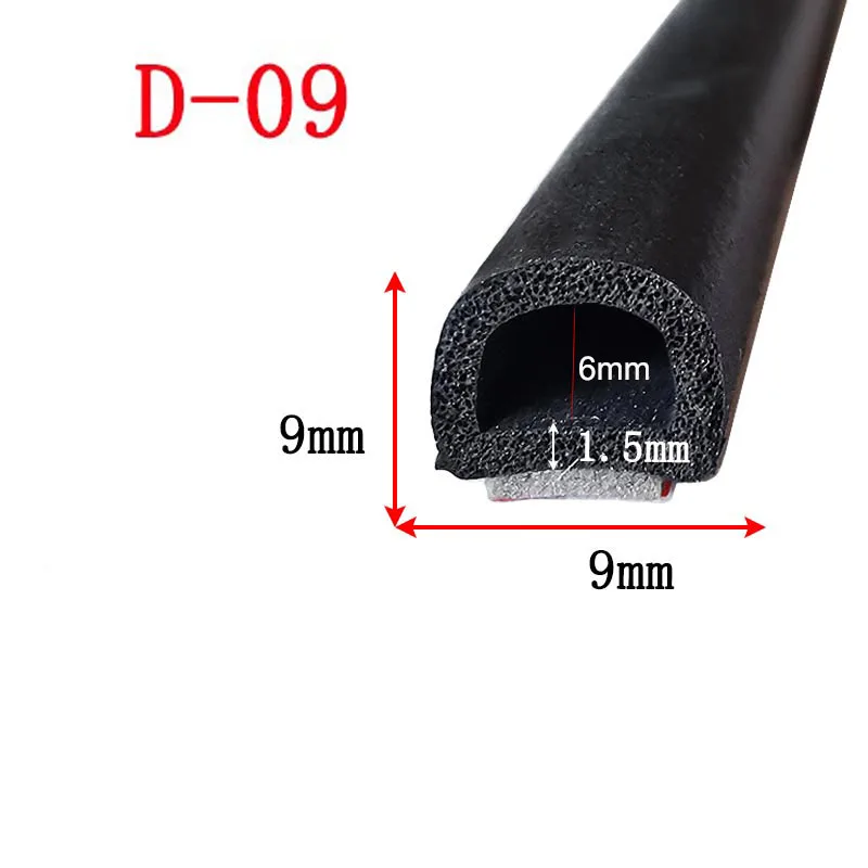 Tira de sellado de aislamiento acústico EPDM Universal autoadhesiva tipo D, 1/2/3 metros, para puertas de caja eléctrica de coche, ventanas, resistente al agua, Dustpro