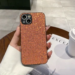 Luxury Bling Glitter Colorful Sequin Lattice Pattern Soft Phone Case Cover - iPhone 18 (Orange)