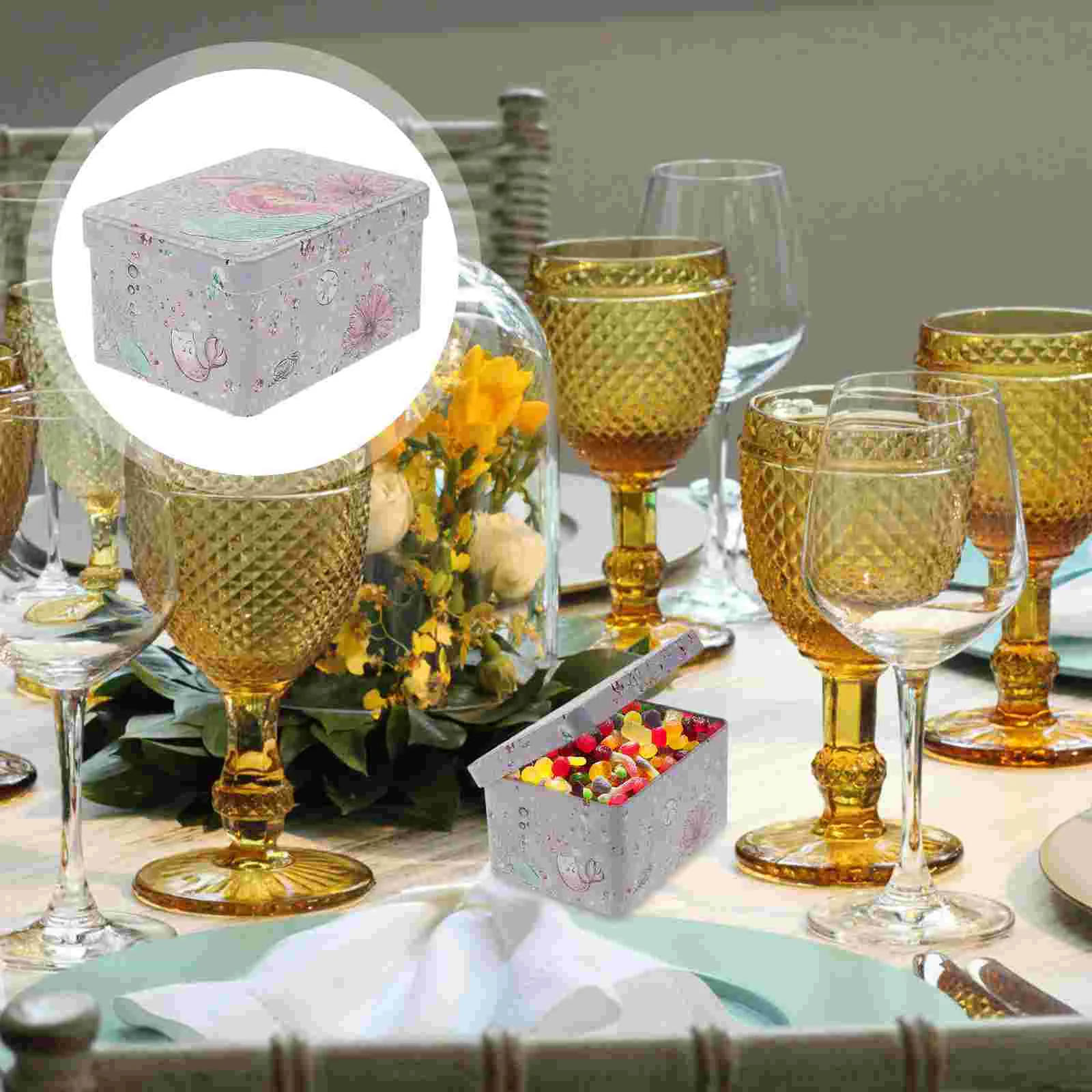 

Wedding Candy Boxes Tinplate Gift Boxes Rectangular Tins Box Jewelry Case Tea Leaf Coffee Cookie Container 12.5X9X6.5CM