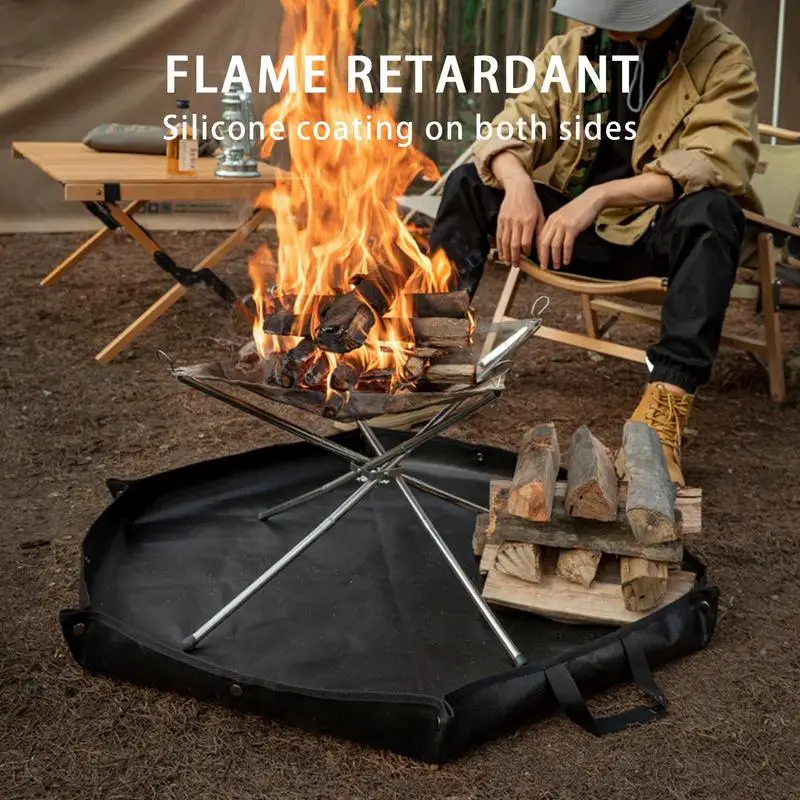 1pc Foldable Fireproof Mat Flame Retardant Heat Resistant Pad Hexagonal Fire Pit Ember Mat For Outdoor Camping Picnic Barbecue