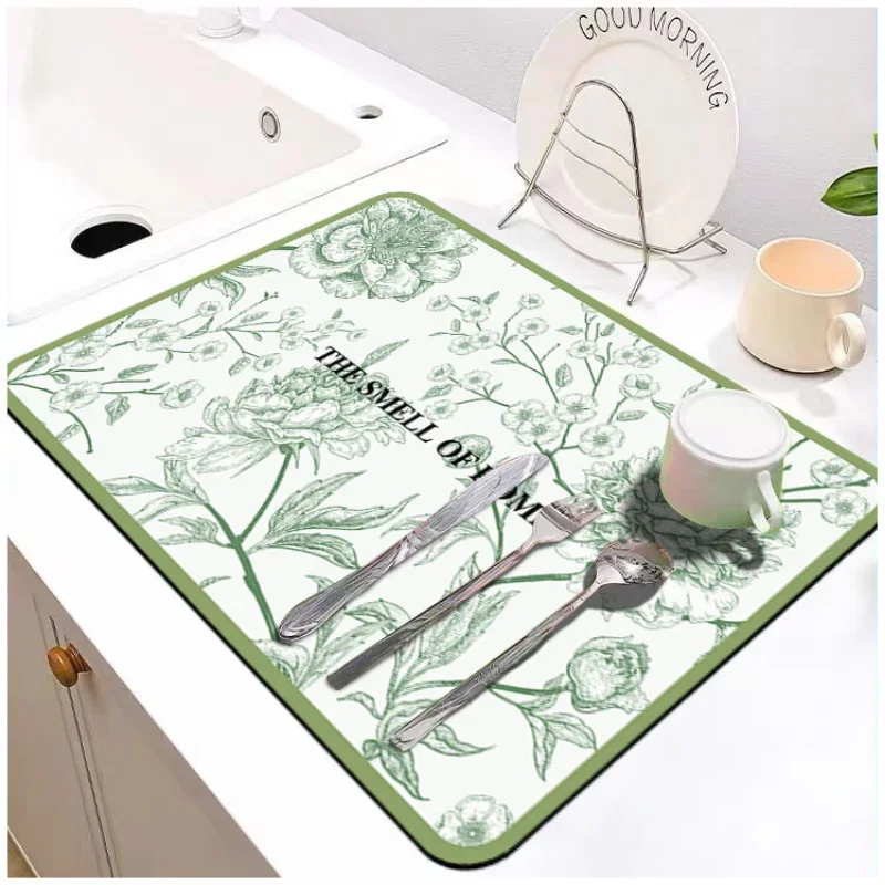 Kitchen countertop mat, soft diatomaceous mud tabletop absorbent pad, cup  pad, bathroom sink, sink, anti slip drainage pad - AliExpress