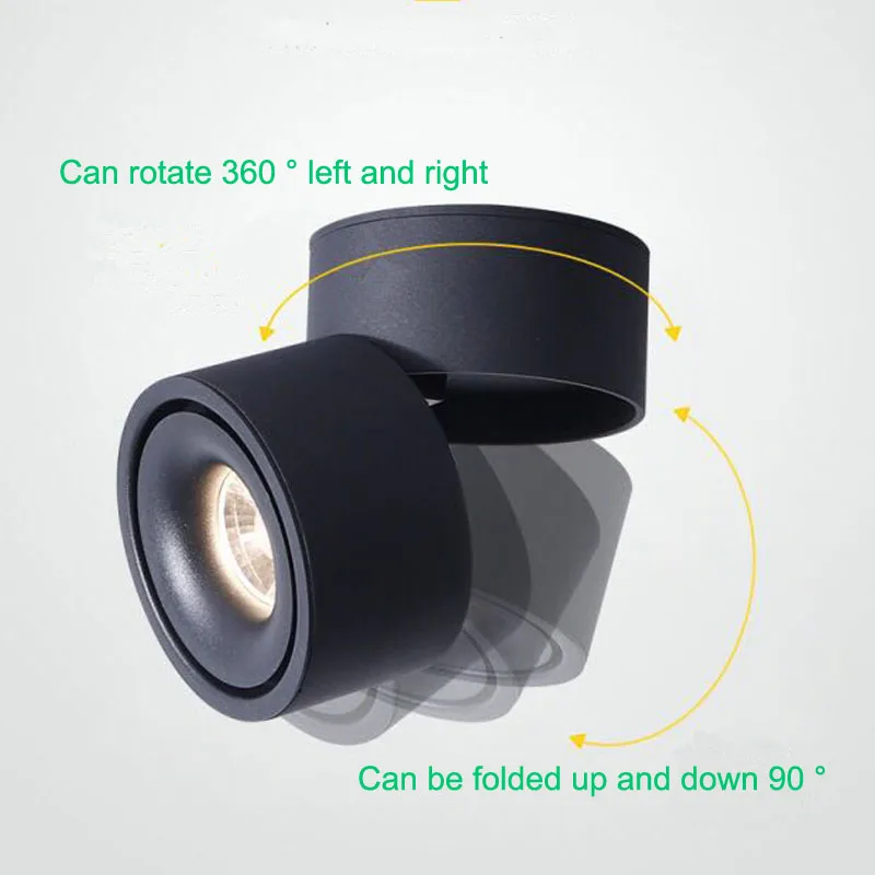 Description Picture 4 of itemFoldable 360-degree rotating surface mounted LED downlight ceiling light AC85-265V 5W 7W 10W 12W LED ceiling spotlight dimming