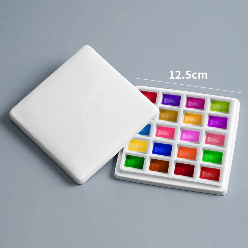 Square Ceramic Watercolor Palette With Lid 12/20 Grids Color Mixing Paint Palette Tray paint tray color palette watercolor palette