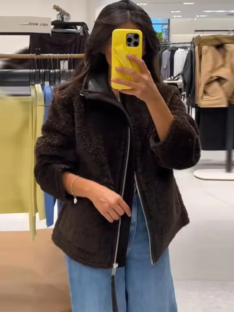 Winter Fleece Women's Jacket Zipper Stand Collar Loose Thickened Jackets Coat Women Autumn Warm New Casual Trendy Outerwear ﻿